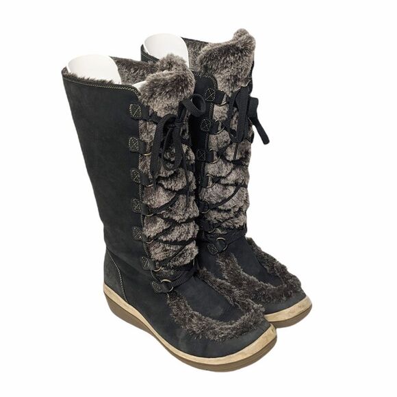 TIMBERLAND Suede Leather Faux Fur Lace-Up Boots - Picture 10 of 10